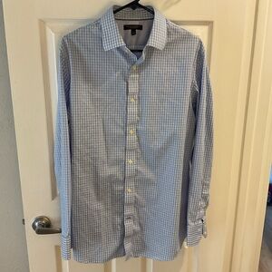 Banana Republic Blue and White Checkered Dress Shirt